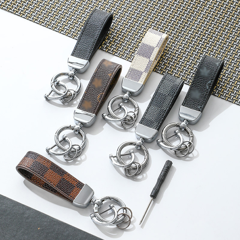 Trendy Brand Presbyopic Keychain Key Ring Car Waist Hanging Unisex Leather Rope Pendant