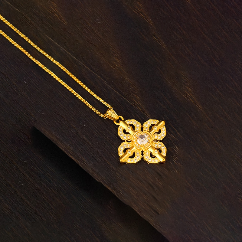 Cross Vra Necklace for Women 2025 Four-Leaf Clover Dia-Studded Rhombus Pendant National Same Style