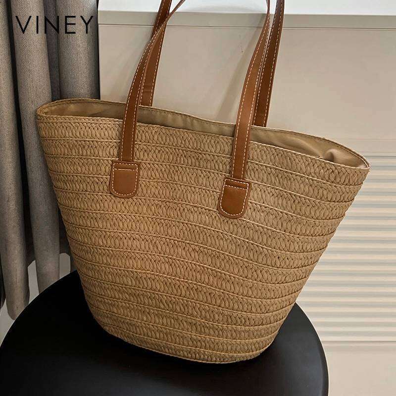 VINEY Women 2025 New Tote Straw Women's Summer Large Capacity Shoulder Woven Bag