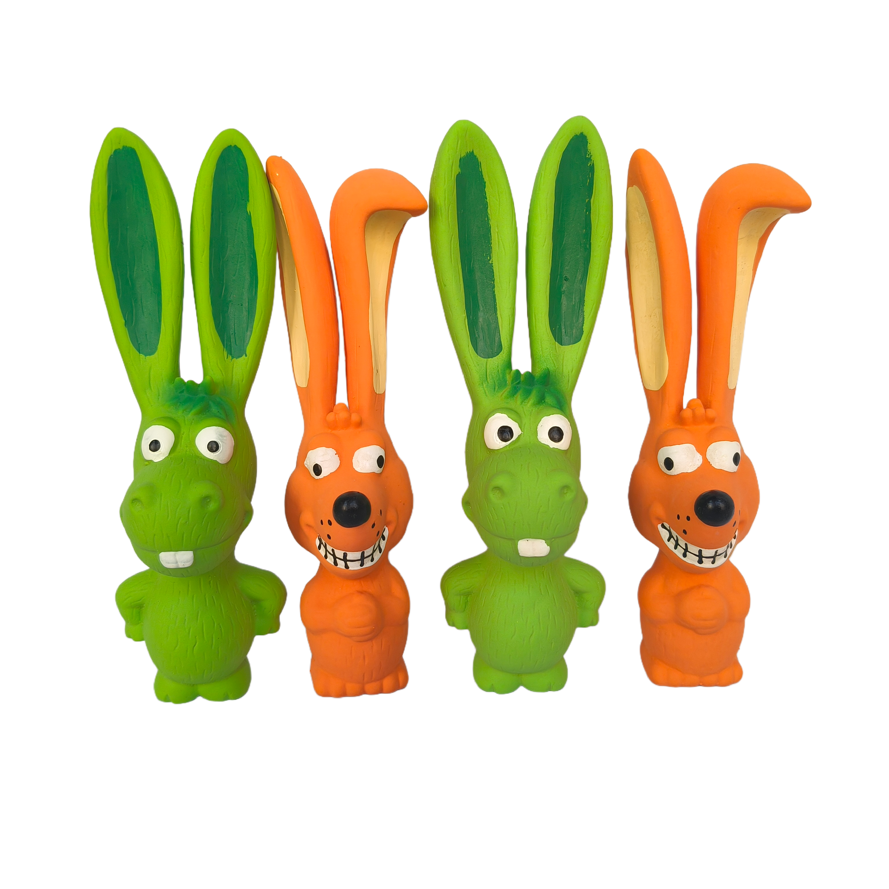Latex Squeaky Rabbit Dog Toys Natural Screaming Soft Rubber Pet Rabbit with Long Ears for Medium Dogs 4pcs/Pack