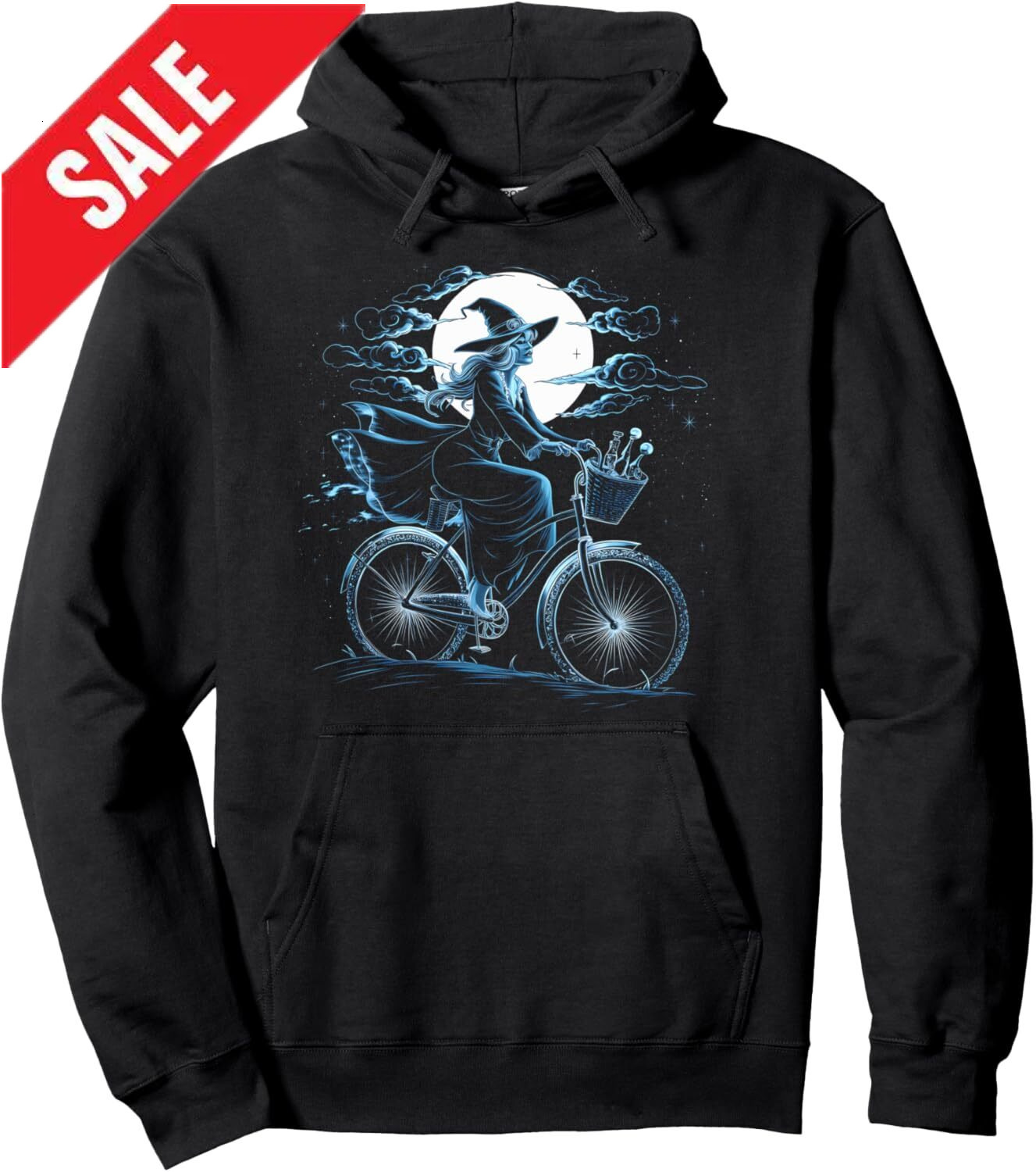 Hoodie for Mens Womens Witch Bicycle Halloween Costume Spooky Season Witchy Woman Pullover Hoodie Graphic Pullover Long Sleeve 2025