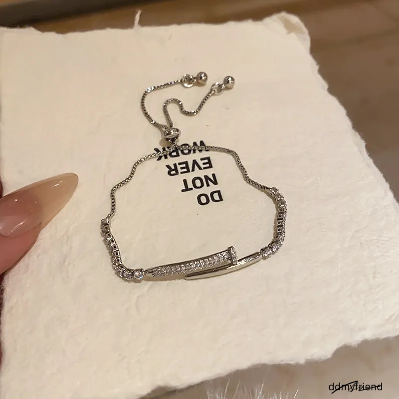 Gold Tone Cubic Zirconia Pave Bracelet With Adjustable Chain Stylish Minimalist Jewelry Gift For Her High Quality And Modern Accessory ddmyfriend