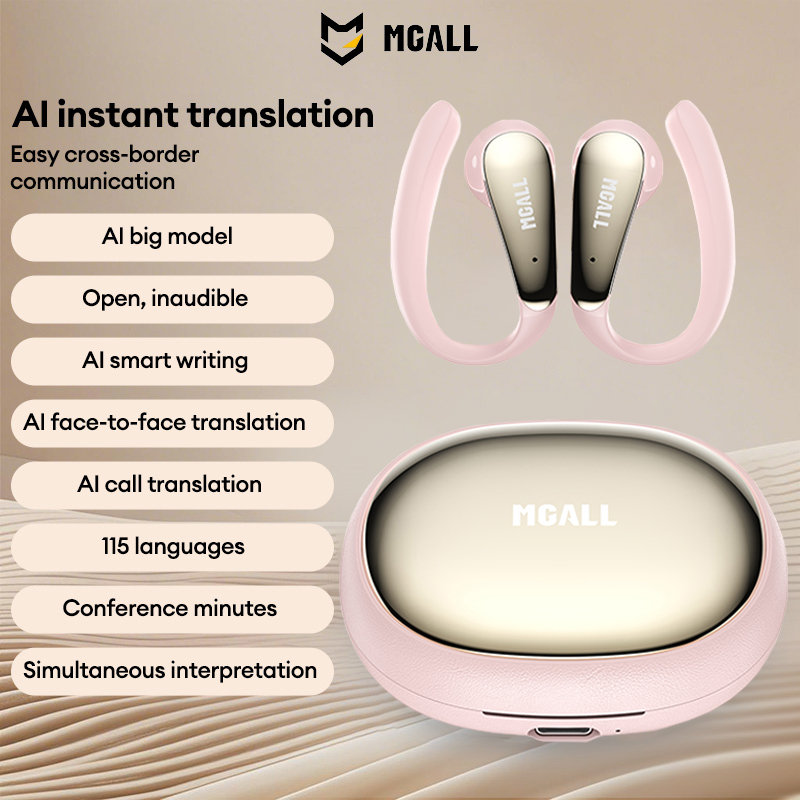 MGALL Wireless Bluetooth Earphones HY-C09 BT6.0 Earhook Style AI Conference Assistant Translation Earbuds HD Calling Music Headset