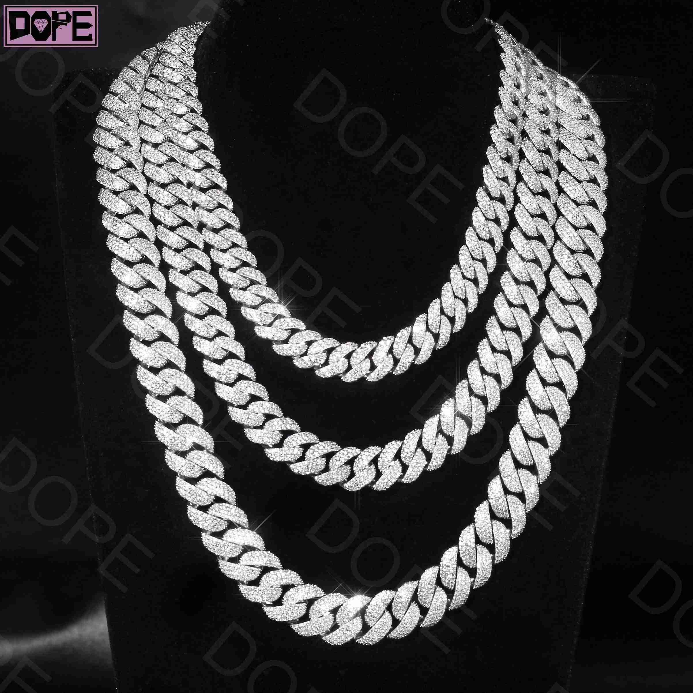 Hot Selling 616mm Cuban Link Chain Hip Hop Iced Out Men 925 Silver VVS Miami Moissanite Cuban Chain
