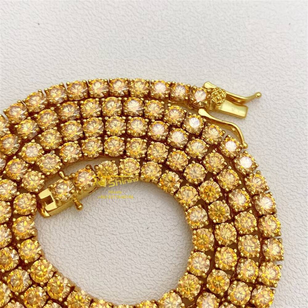 Fashion High Quality Hip Hop Jewelry Pass Diamond Tester 925 Silver champagne Moissanite Tennis Chain