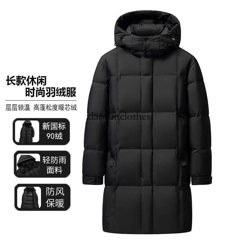 Casual Men's Long-Length 90% White Duck Down Jackets Winter Warm Puffer Coats Outwear Loose Windproof Top Padded Parkas Clothing