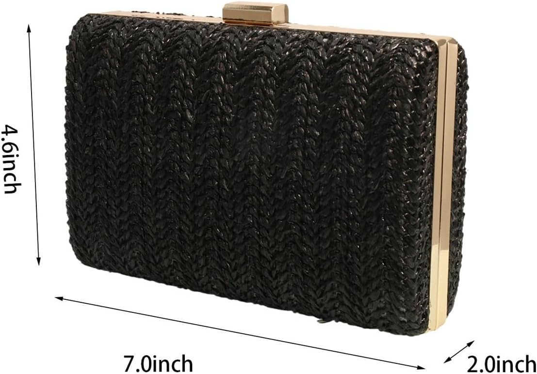 Women Box Shape Straw Clutch Purse Raffia Woven Handbag Summer Beach Crossbody Bag for Wedding PartyZ250919