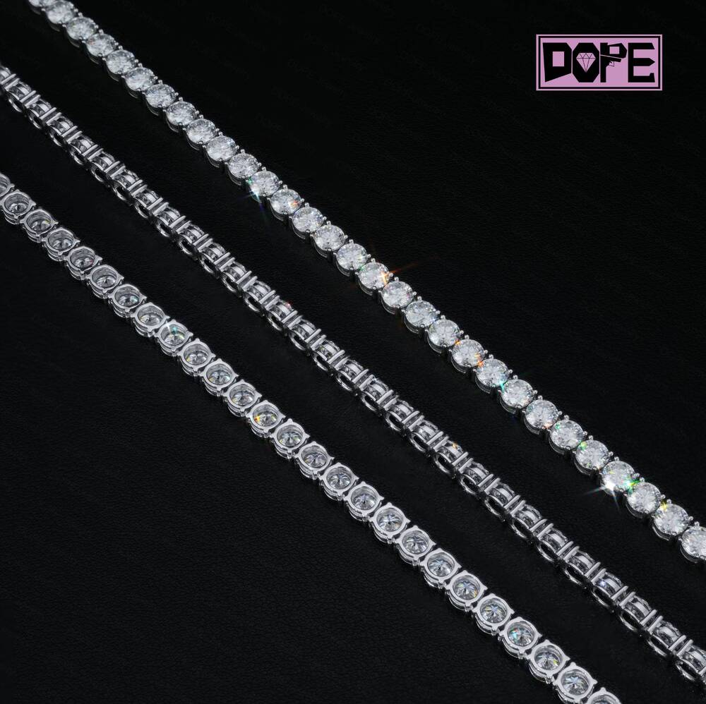 2mm 3mm 4mm Luxury Tennis Chain Rhodium Plated 925 Silver VVS Iced Out Tennis Necklace Moissanite Tennis Chain