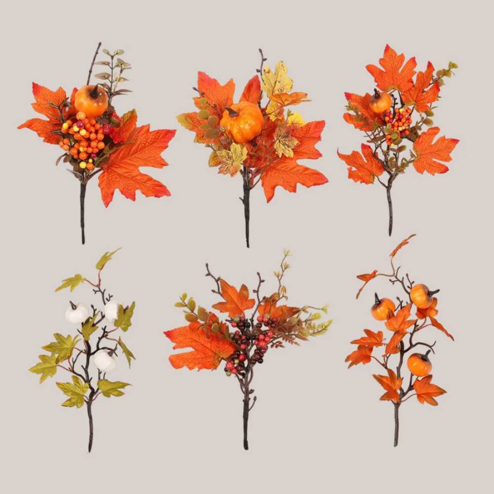 Autumn Thanksgiving Decor Maple Leaf Bunches Potted Plants Halloween Fall Decorations Artificial Greenery For Home Table C250919
