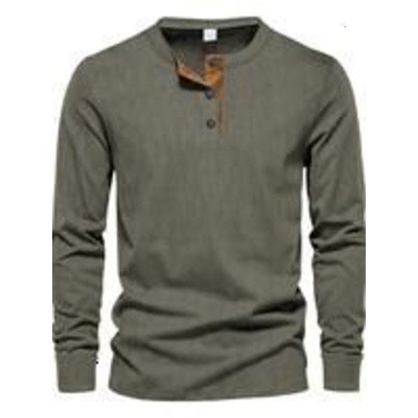 Solid Button Front Corduroy Henley Tee, Loose Casual Long Sleeve Round Neck T-shirt Spring & Fall, Fashion Men's Top for Daily Wear