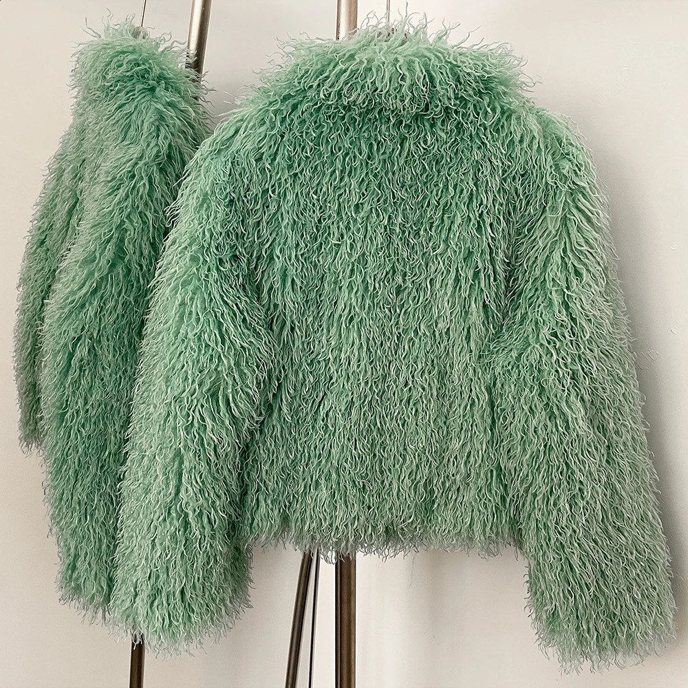 OFTBUY Fake Mongolian Sheep Fur Fluffy Jacket Women Winter Fur Artificial Thickened Faux Fur Coat Female Warm Outerwear Lady 250918