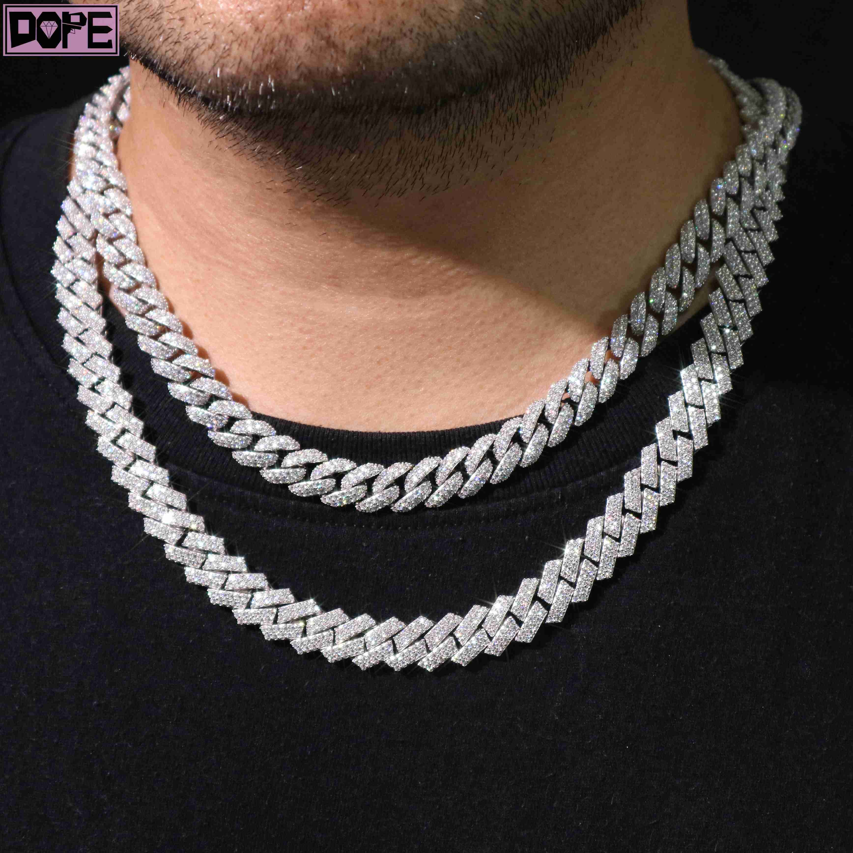 Size6mm 8mm 12mm Cuban Necklace 925 Silver Hiphop VVS Diamond Moissanite Cuban Chain
