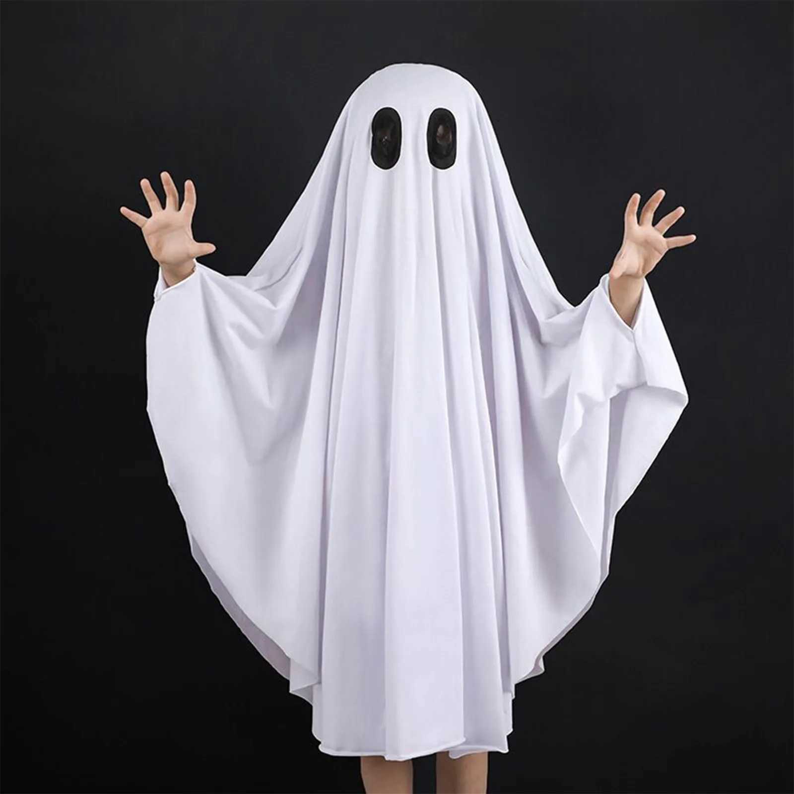 Halloween New Cosplay Costume Horror Fright Ghost Face Black Eye Cloak Adult Children Stage Performance Cosplay Costume L250918