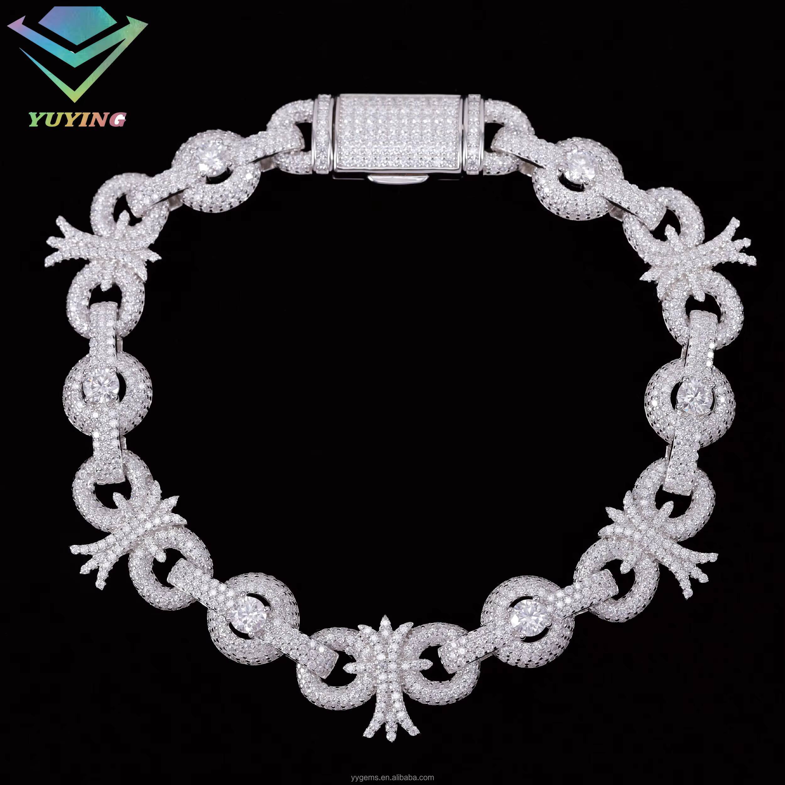 Luxury Mens Silver 925 Hip Hop Diamond Tester Bracelet VVS Moissanite Custom Cuban Chain Sale Pass Jewelry