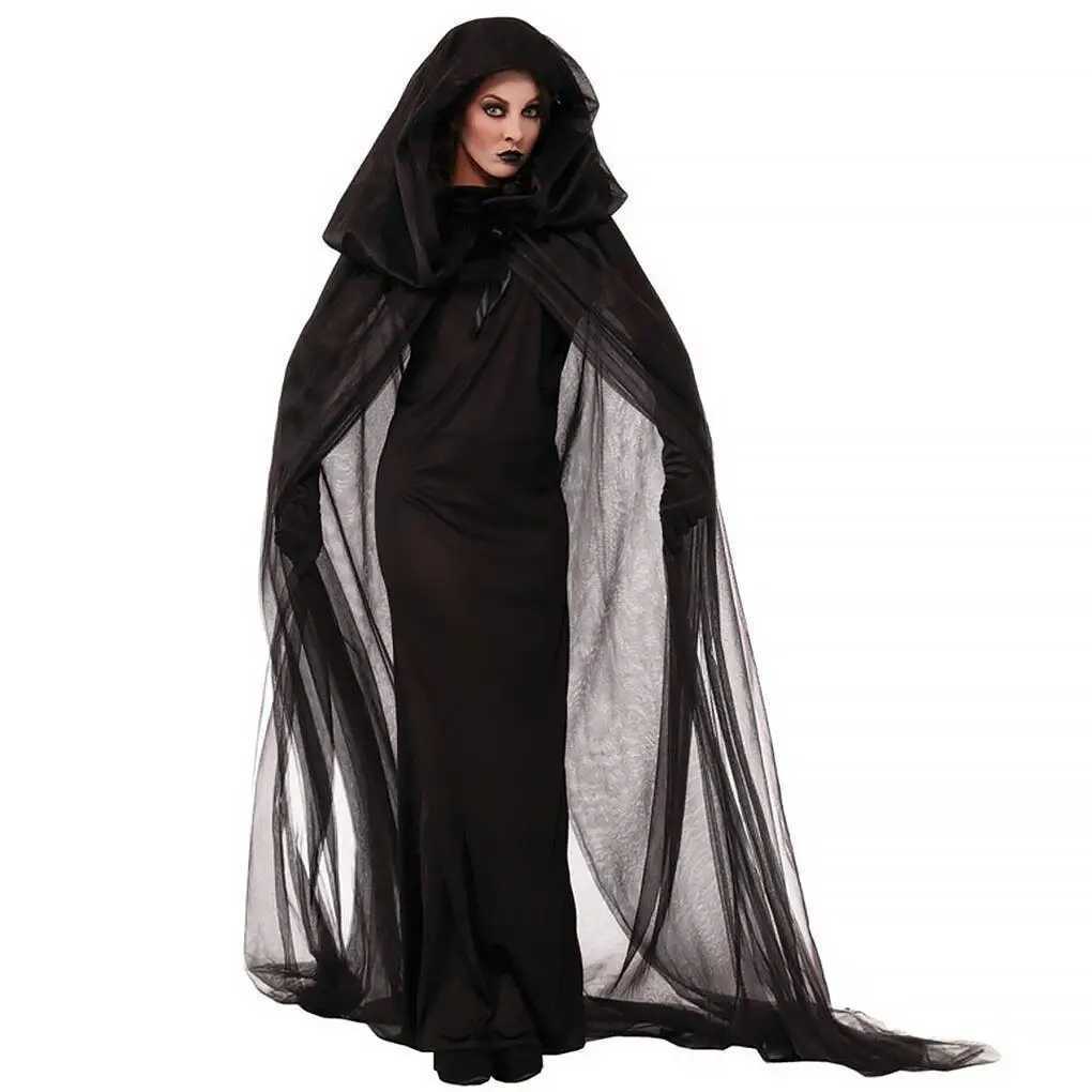 Halloween Costume Ghost Bride Witch High Quty Vampire Game Soft Costume Horror Demon Costume Black Gauze Dress L250918