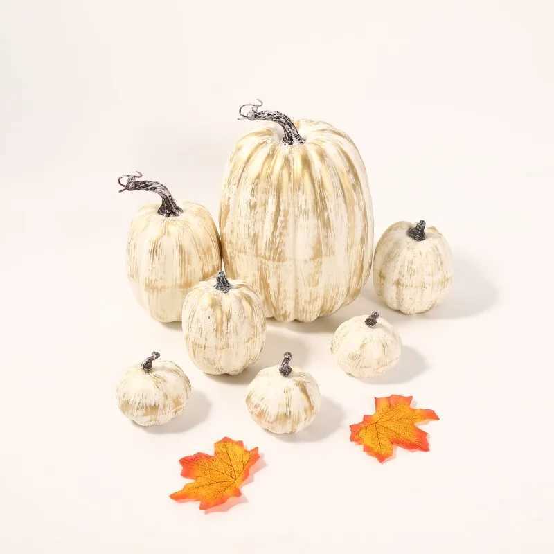 7PCS Simulation Pumpkin Artificial Pumpkin Halloween DIY Craft Decoration Party Wedding Autumn Harvest Fake Pumpkin Decoration C250919