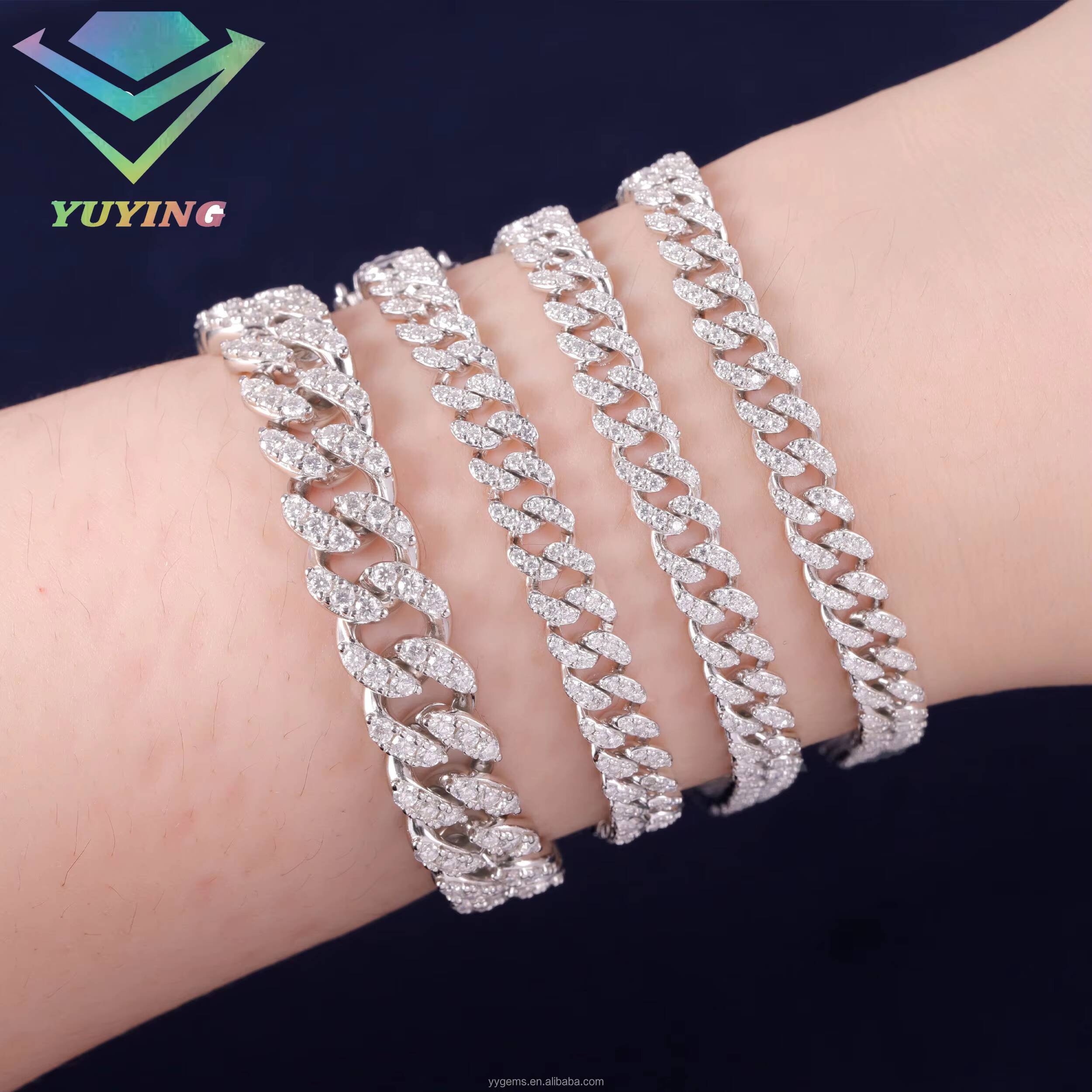 5mm Iced Fine Hip Hop Jewelry Solid 925 Silver VVS D Moissanite Necklace with Cuban Link Chain Bracelet Passes Diamond Tester