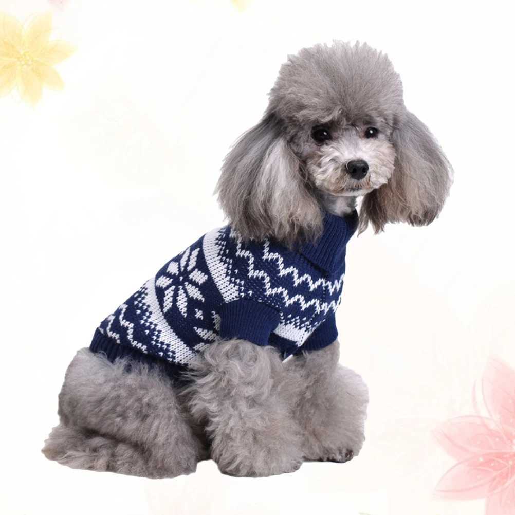 Christmas Pet Sweater Turtleneck Puppy Costume Snowflake Design Festive Dog Clothes Winter Party Supplies Blue Xl Size S25911