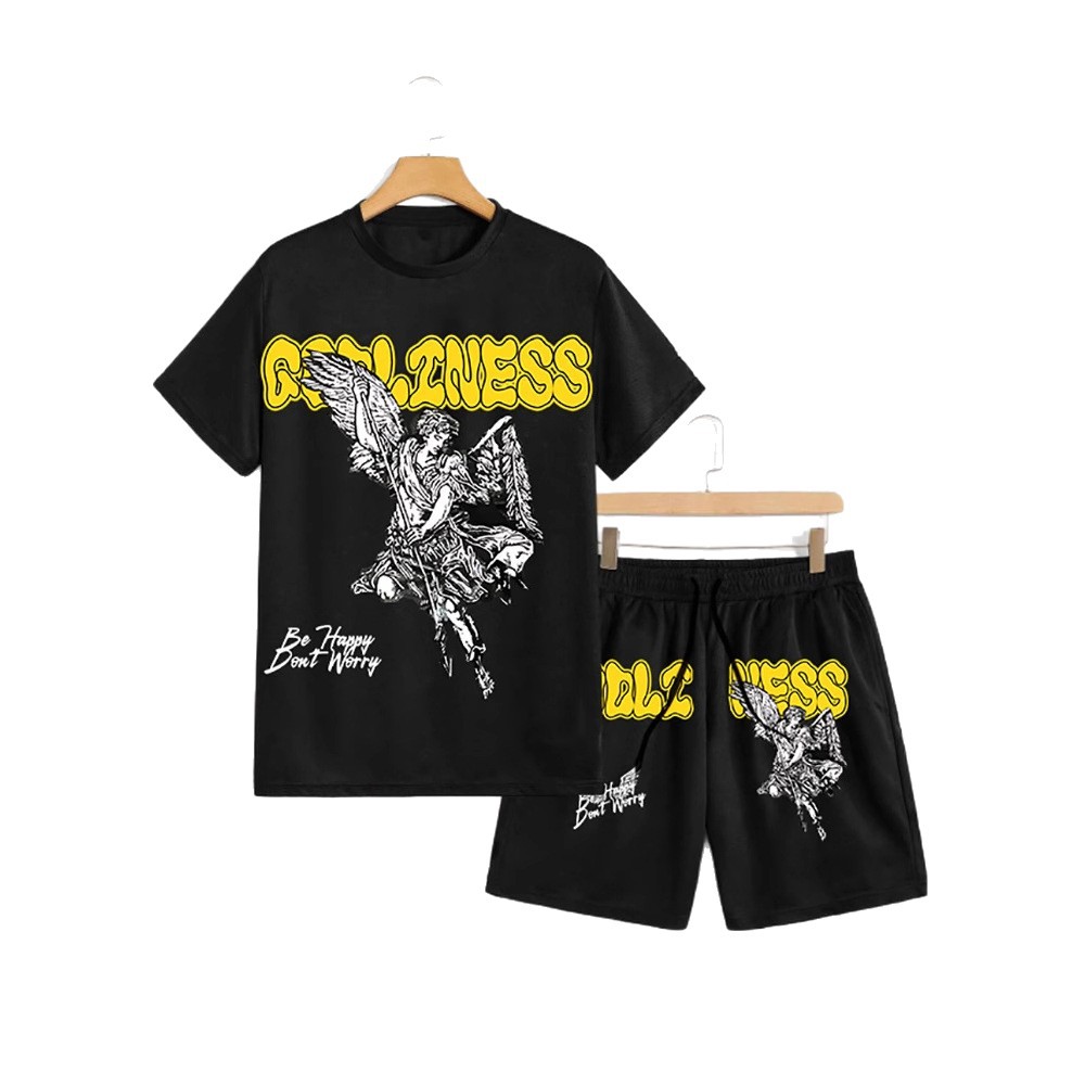 Men's Shorts Casual Printed Active With Pocket Detail Polyester Knit Fabric Slight Stretch Regular Fit