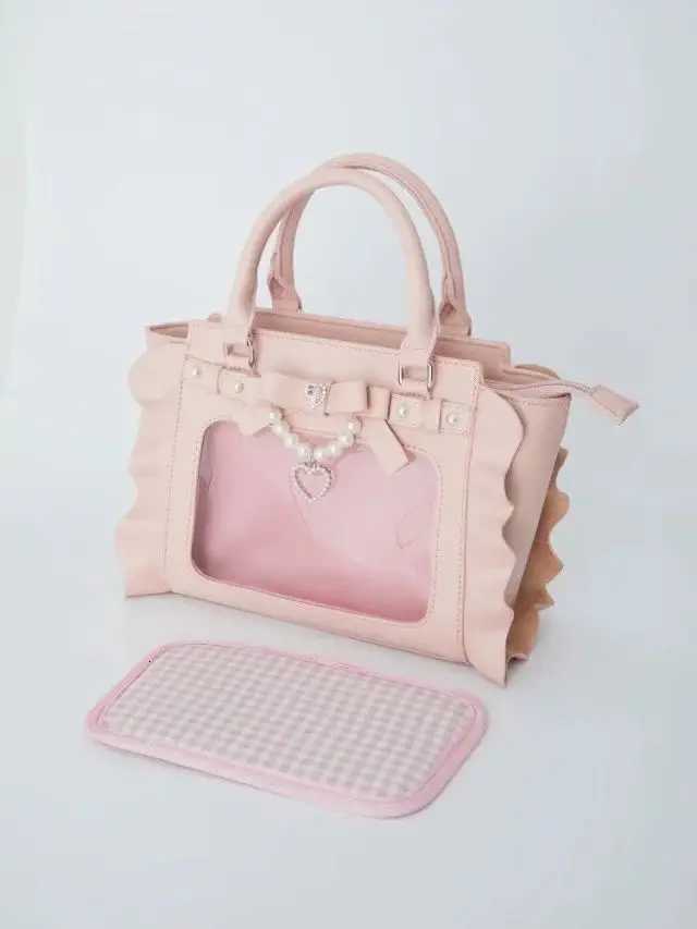 Harajuku Square Pink Ita Bag Women New Japanese Pearl Handle Messenger Bag Wallet Female Sweet Cute Crossbody Bags AestheticXJ250918