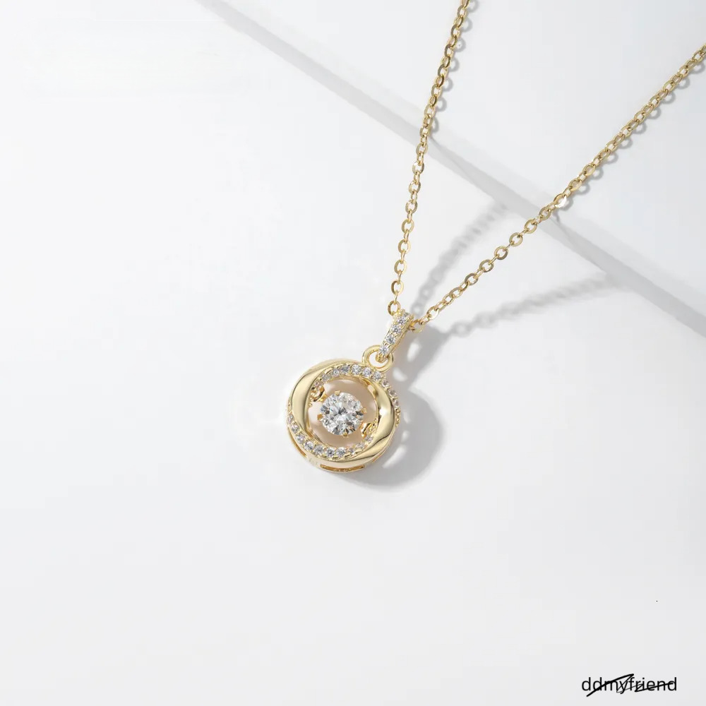 Fashion Jewelry White Gold Plated Sterling Sier Chain Round Moissanite Dia Pendant Women Necklace With GRA Certificate ddmyfriend