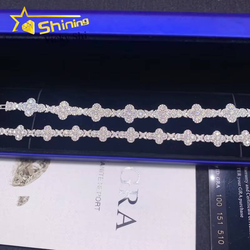 Iced Out Hip Hop Jewelry Pass Diamond Tester 10MM 13MM 925 Silver White Gold Cross Moissanite Cuban Link Bracelet