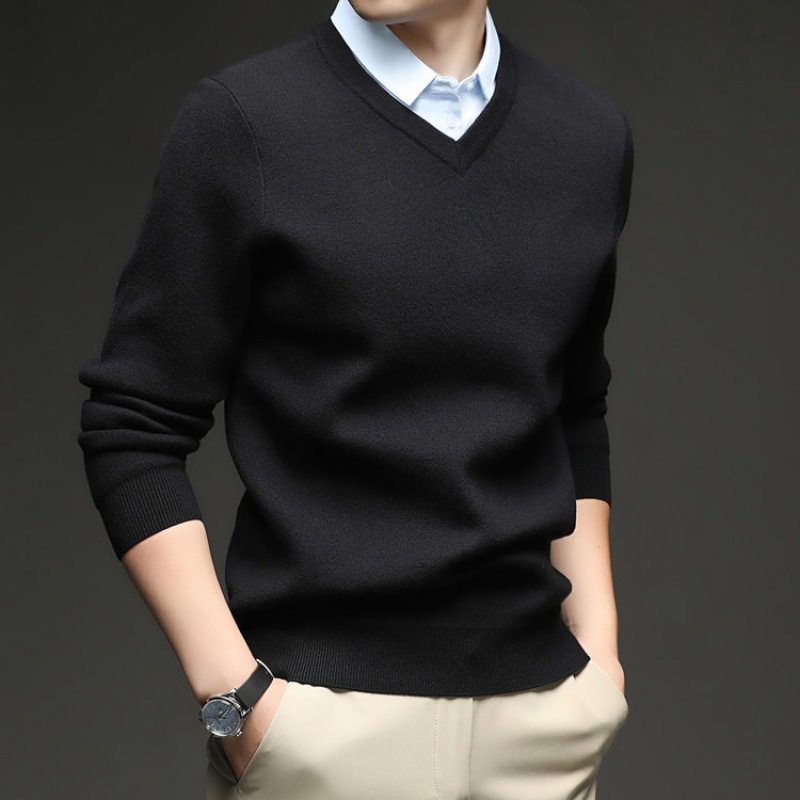 Korean Style Men's Thermal Top, Fake Collar Fleece Lined Pullover, 600g Warm Winter Base Layer No Need Layering