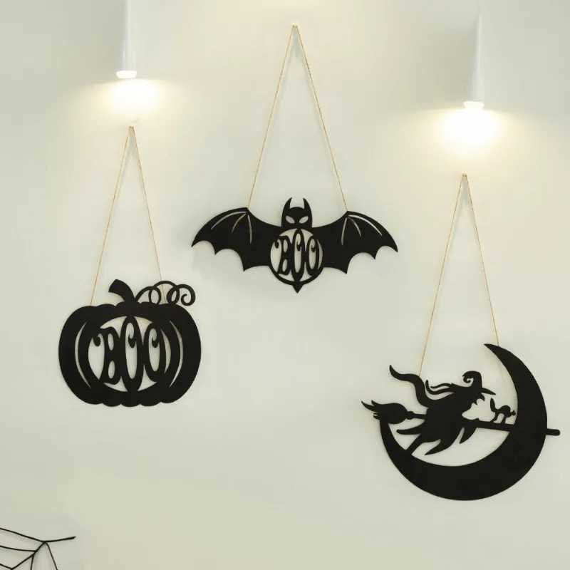 Halloween Hanging Door Sign Black Iron Wall Ornament for Window Porch Decor Sturdy Metal Decor Decorative Pendants C250919
