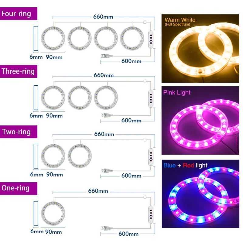 LED Angel Ring Grow Light DC 5V USB Phytolamp for Plants Full Spectrum Lamps For Indoor Plant Greenhouse Seedlings Home Flower C250919