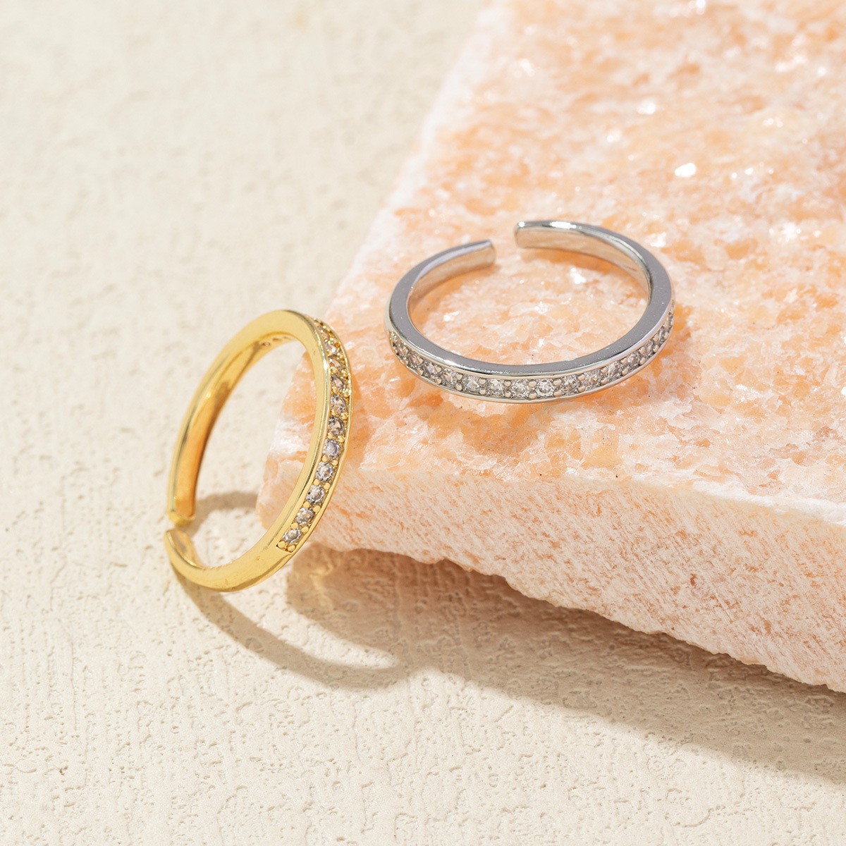 Gold - Toned Crystal - Embellished Open Cuff Ring Delicate Daily & Glamorous Jewelry Gift For Her High - Quality And Stylish Accessory