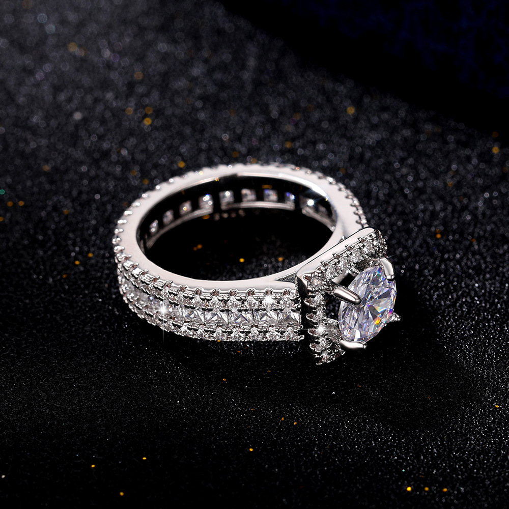 Solitaire Ring Women's Round Zircon Ring Vintage Square Crystal Rings Designer Diamond Rings Fashion Wedding Jewelry