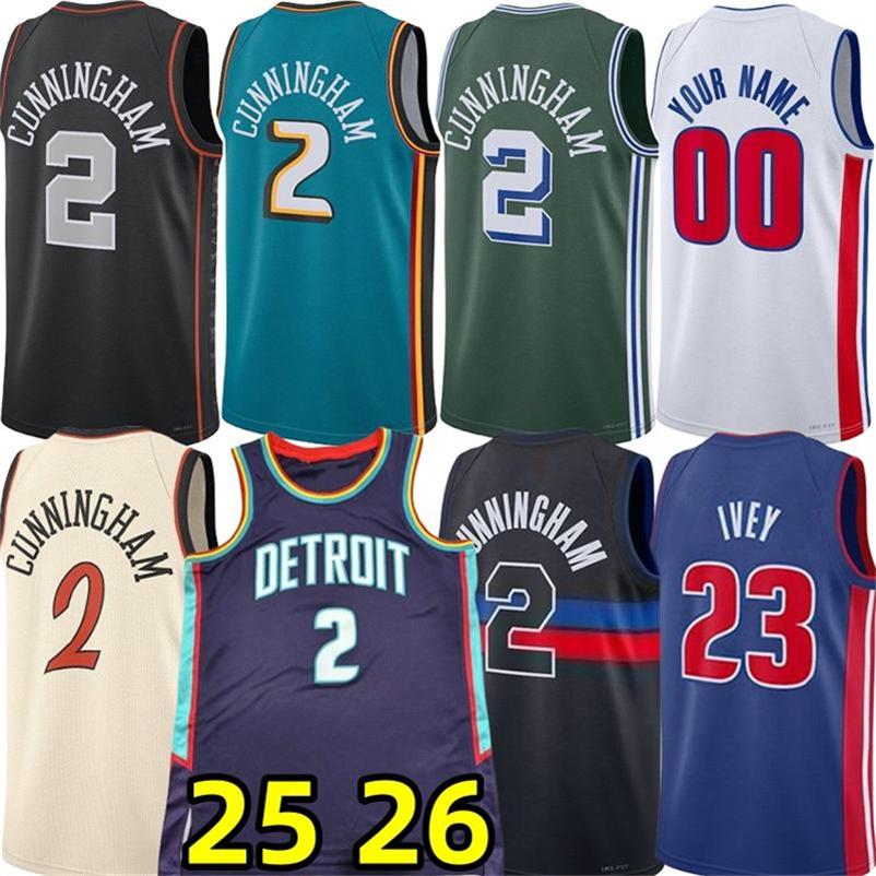 25 26 DET Piston Cade Cunningham Basketball Jerseys Jaden Ivey Jalen Duren Ausar Thompson Isaiah Stewart Tobias Harris Ronald Holland Caris LeVert Custom Jersey
