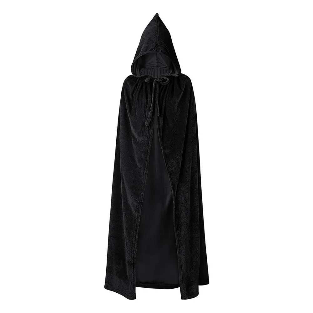 Unisex Hooded Halloween Cloak Grim Reaper Devil Witch Long Cape Stage Performance Props Halloween Party Cosplay Costume Decor L250918