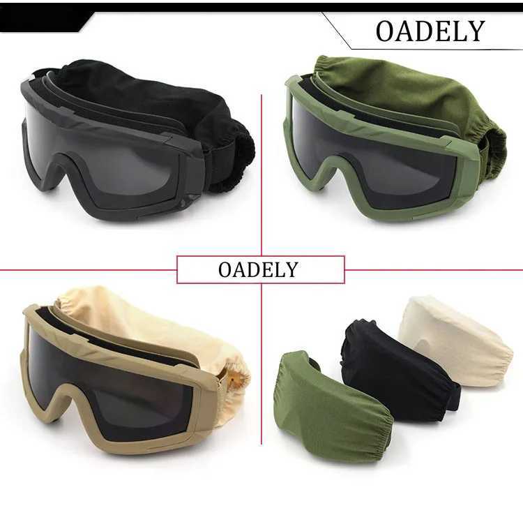 3 Lens Tactical Goggles Set Windproof Dustproof Shooting Motocross Motorcycle Mountaineering Glasses Cs Military Safe Protection J250919