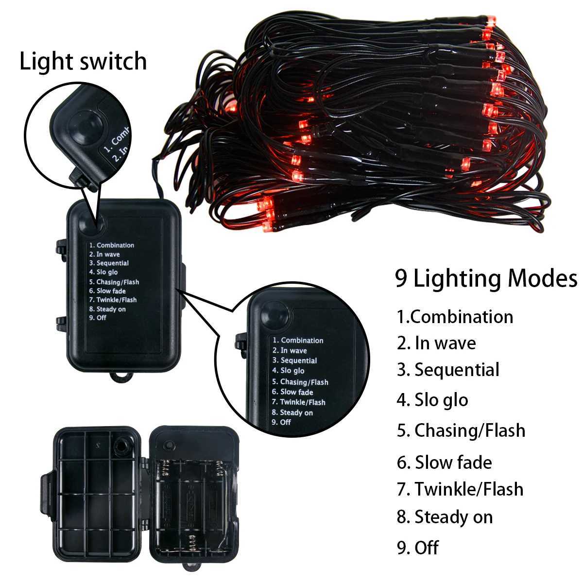 12M 80LED Halloween Decoration USB Spider Web Light String With Nine Remote Control Modes for Halloween Party DIY Holiday Decor C250919