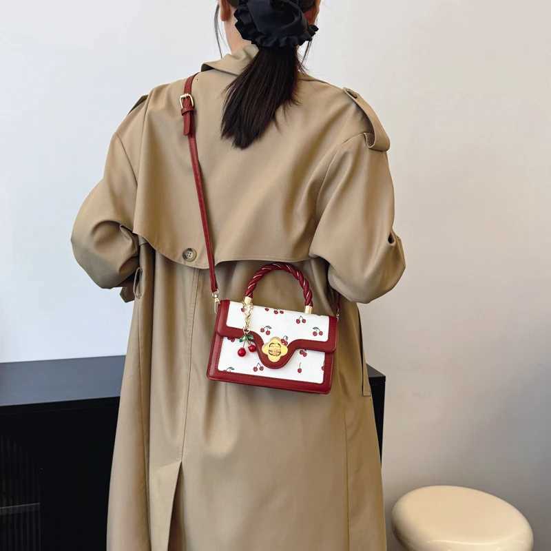 Cherry Print Bag Small Square Hand Bags for Woman 2025 New Trendy Bolsos De Mujer SAdvanced Sense Ac Femme Fashion BolsoXJ250918
