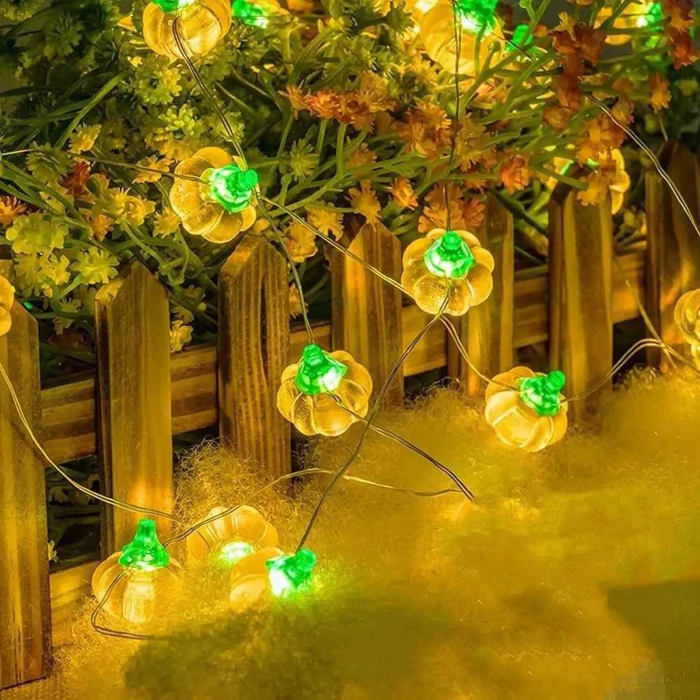 Portable LED Pumpkin Lantern String 3D Glowing Pumpkin Light Hanging Halloween LED String Light Bar C250919