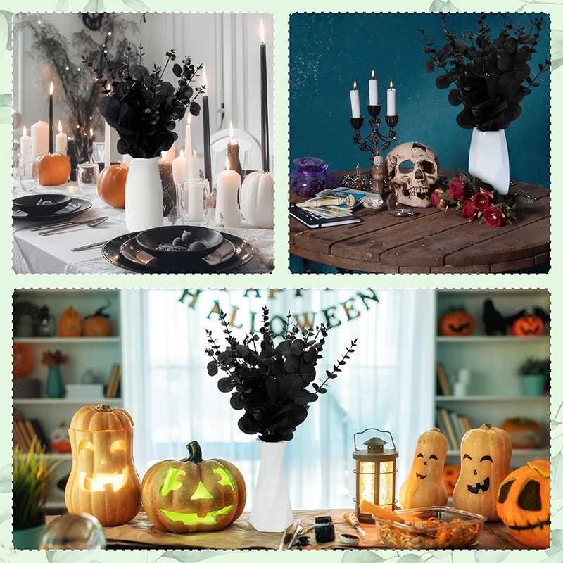 Black Eucalyptus Leaves Stems Maple Leaf Garland Halloween Artificial Vines Garlands Thanksgiving Decor for Home Room Decoration C250919