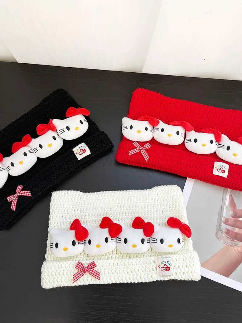 Sanrio Winter Kawaii Hello Kitty Students Cute Cartoon Thermal Knitted Hats Children Outdoor Protector Hat Woolen Cap for Kids L250919