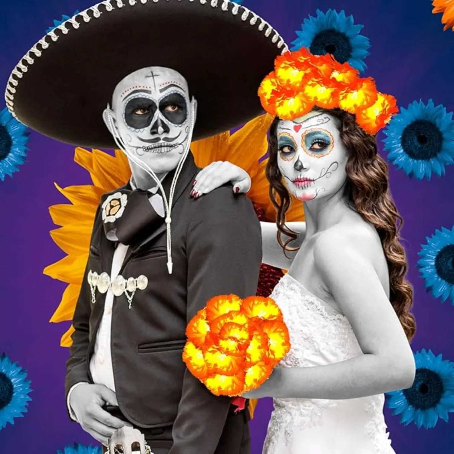 3M Mexican Marigold Artificial Flowers Day of The Dead DIY Home Outdoor Decor Halloween Diwali Party 15m Garland String Lights C250919