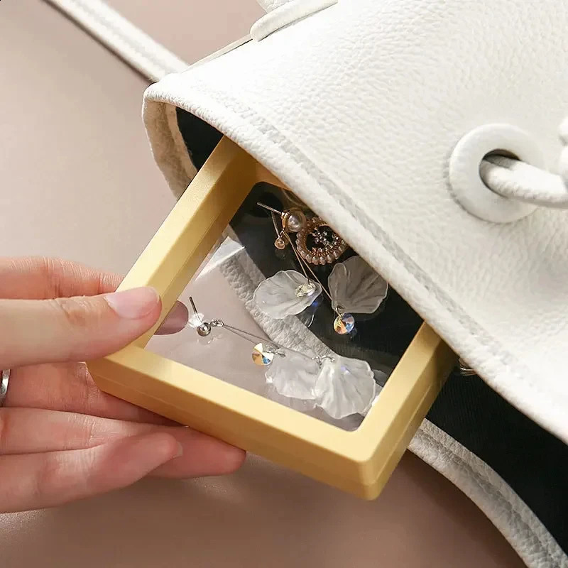 100PS Transparent Film Jewelry Packing Box Suspended Ring Earring Display Stand Holder Coin Collection Storage PET Membrane Case 260520 - view 5