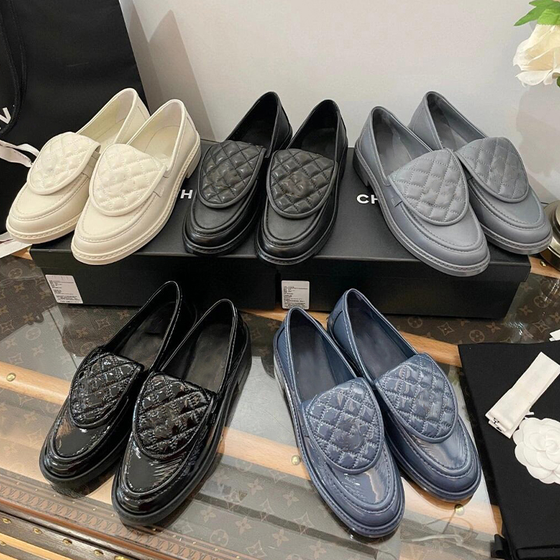 designer quilted loafers Dress Shoes 100% real leather Women Loafers Moccasin Flat Shoes Lambskin Quilted With Gold Hardware Luxury Platform Size 35-42