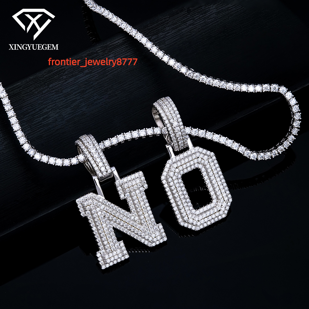 Unisex Hip Hop Fine Jewelry 925 Sterling Silver Iced Out Diamond Mossanite Moissanite Az Lead Letter Pendant for Men Women