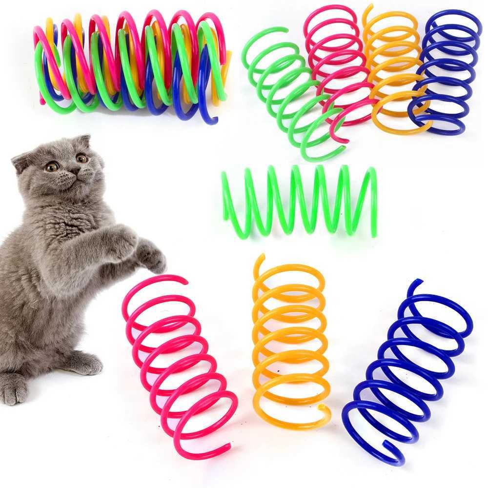 482050Pcs Cat Springs Toys Kitten Coil Spiral Spring Colorful Springs Pet Interactive Gauge Spring Toy Cat Pet Toy Products X250918