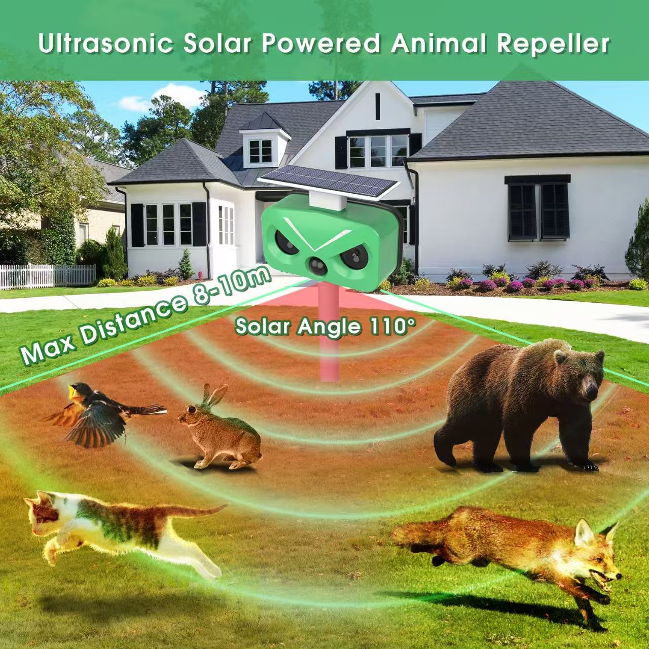Anti-Bell Device for Dogs, Ultrasonic Dog Repellent, 3 Modes (Tone/Ultrasound/Flashlight), 10m Range, Rechargeable & Humane Dog Bell Stop Device for S