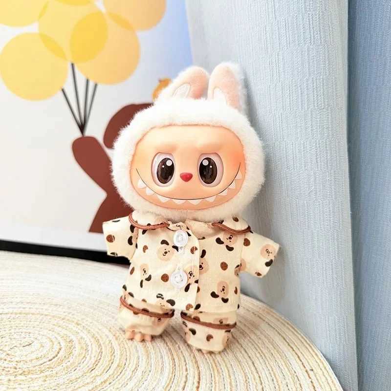 For Labubu clothes Silk Spotted Pajamas Luxe Sleepwear Outfit for 1517cm Labubu with Soft Polka Dot Design Replace accessories C250919
