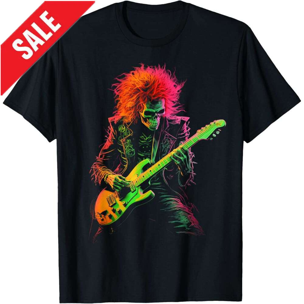 T shirt Mens Skeleton Graphic Tee Playing Guitar Rock Band Halloween T-Shirt shirts tshirt graphic tee Casual tops summer clothes Short sleeve 2025