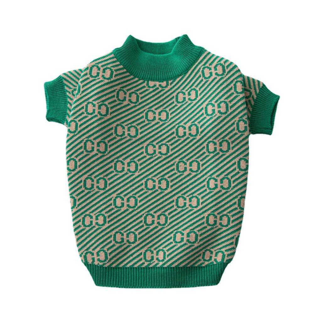 New Trendy Pet Dog Sweater Thickened Warm Green Double G Pomeranian French Bulldog Clothes S25911