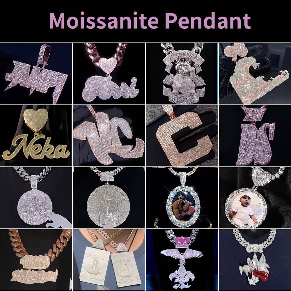 Customized Trend Jewelry Iced Out Pendant 925 Silver Hip Hop Double Layer Star Shape Charm Customized Trend Moissanite Pendant