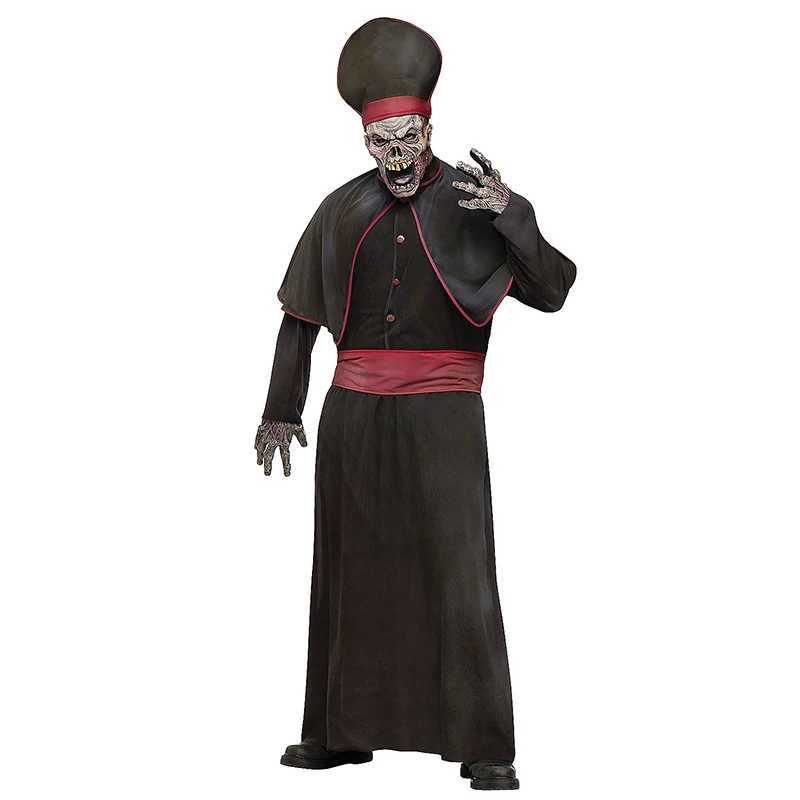 Adult Scary Dead Demon Halloween Fancy Dress Up Black Zombie High Priest Costume for Men L250918
